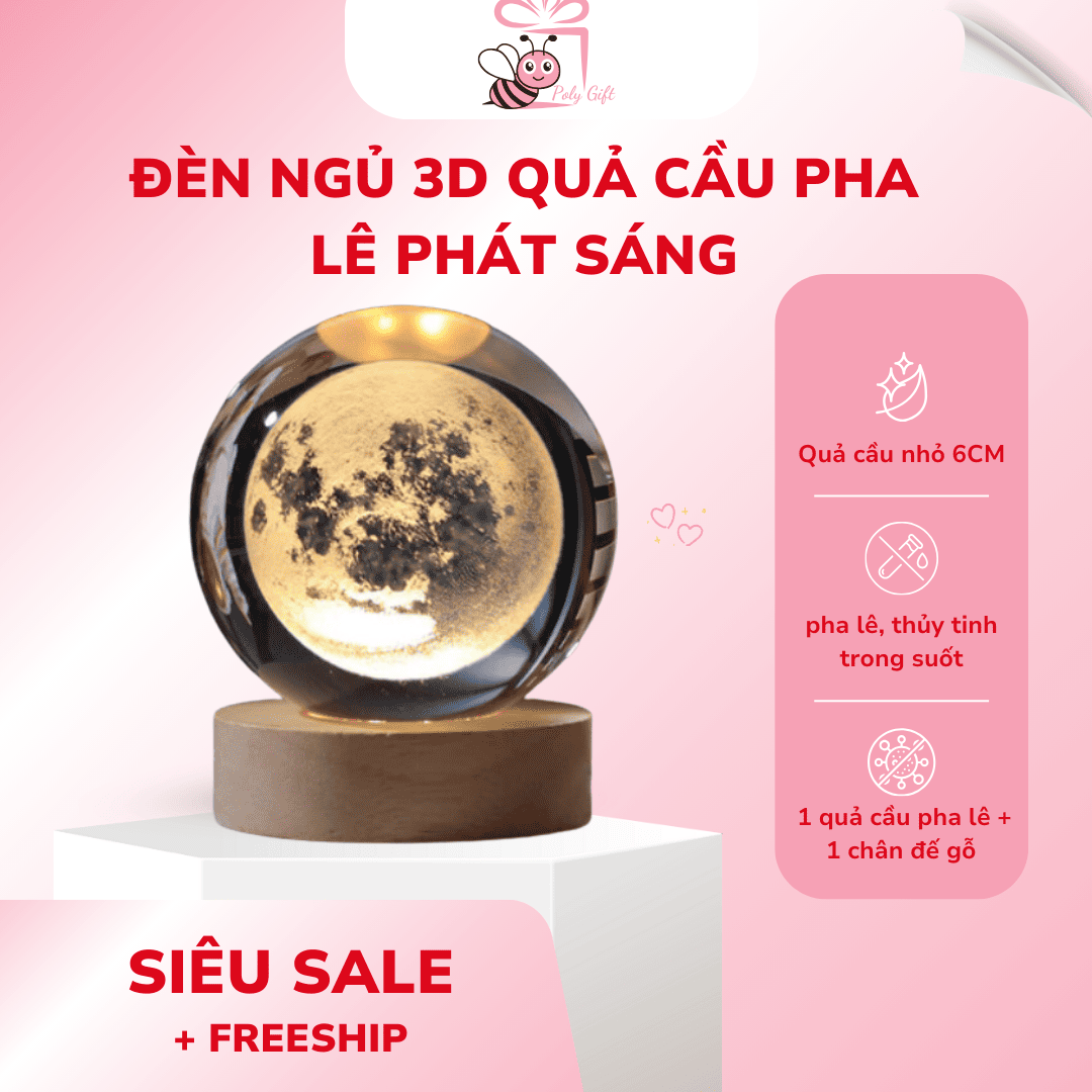 Đèn ngủ 3D quả cầu pha lê phát sáng-Poly Gilt - Ảnh 7