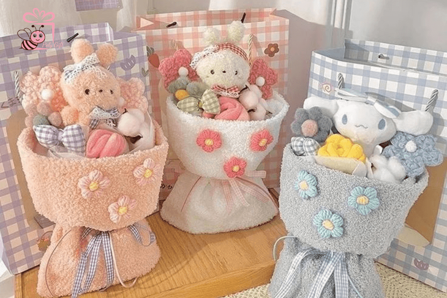 Cách làm bó hoa gấu bông